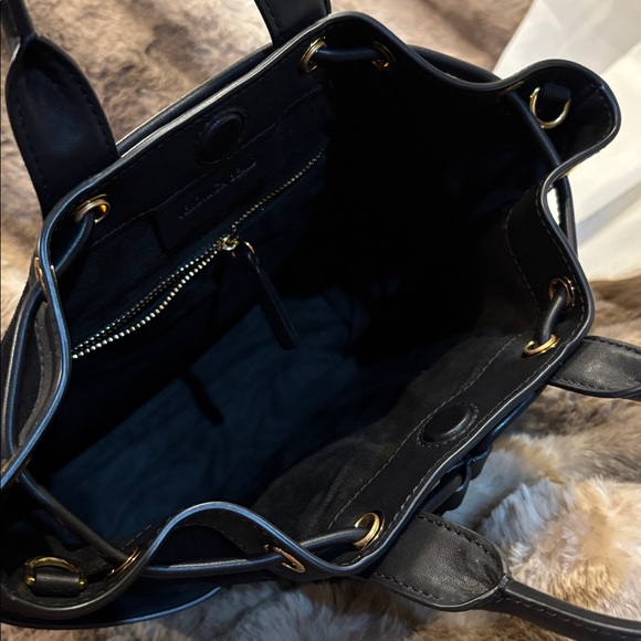 Veronica Beard Goody Suede & Leather 2 Way Bucket Satchel Crossbody Black Bag - Picture 15 of 16